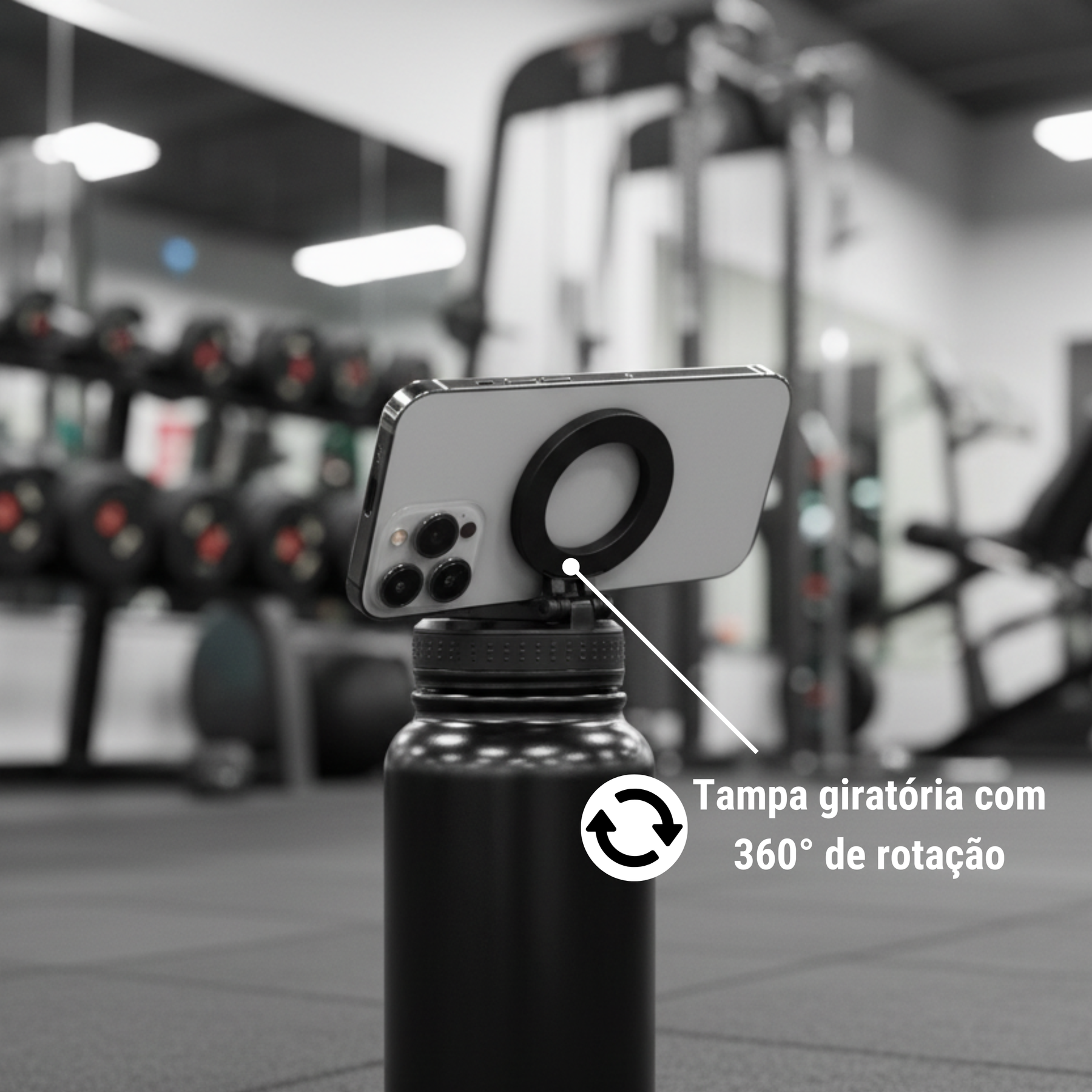 Royal Bottle - Garrafa Térmica com Suporte Magnético para Celular